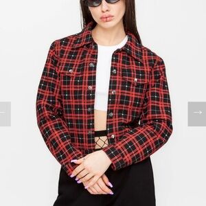 Wasted Paris Jupe Tartan Jacket Red Black Plaid Women’s Medium
